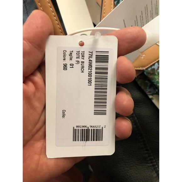 Tory Burch Ella Logo Prints Large Nylon Tote Rayure Fleurie New w/tag Authentic - Picture 6 of 7